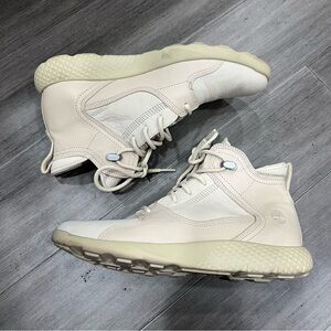 Timberland Cream Leather High-Top‎ Sneakers
